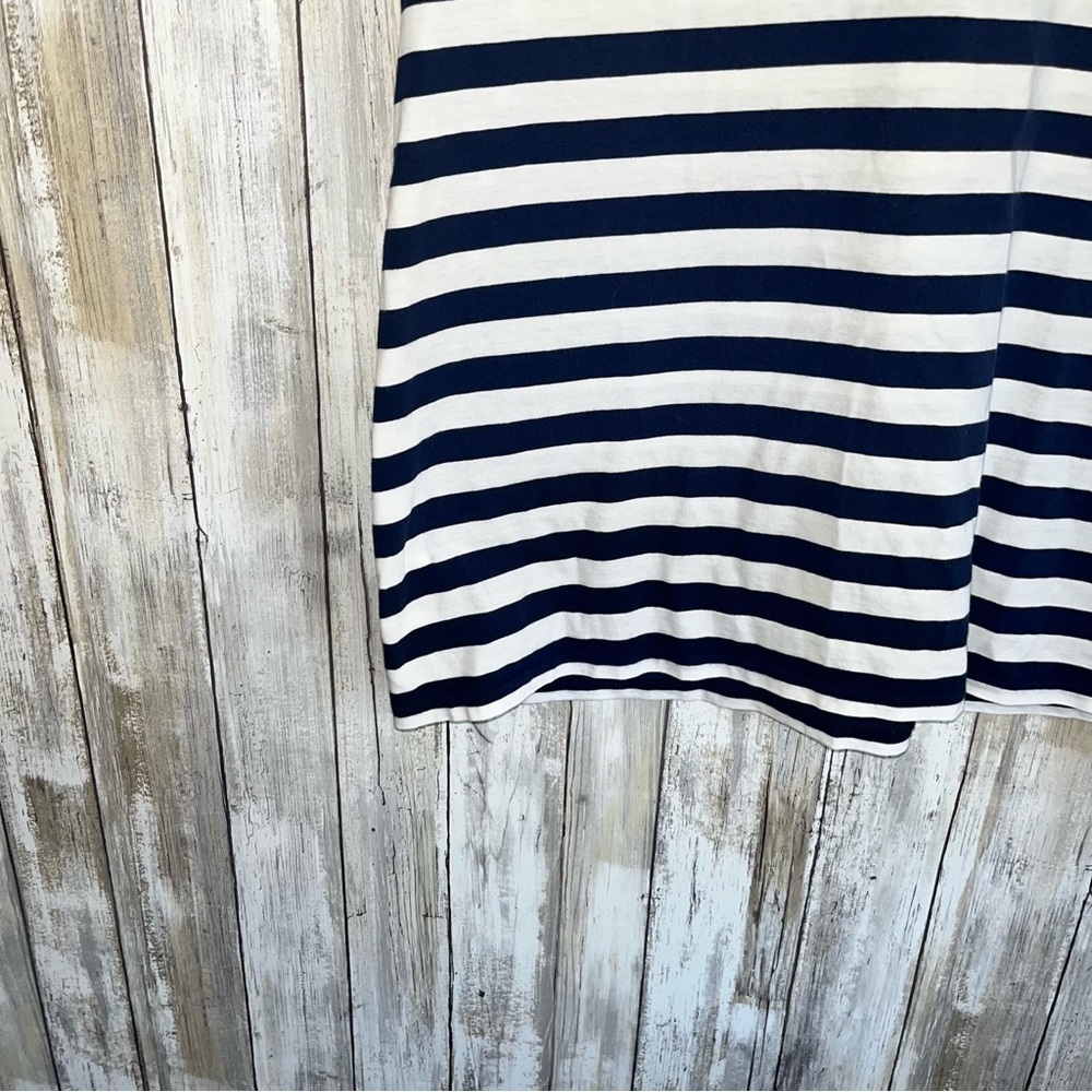 Polo Ralph Lauren Striped V Neck Tee XL Navy White Cotton Women Classic Logo - Picture 4 of 5